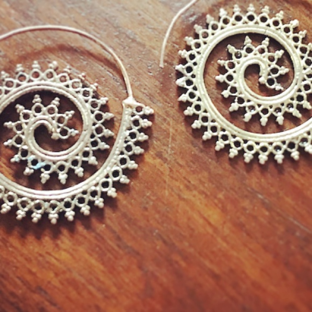 Brass tribal earrings